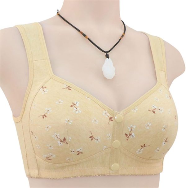 Bras for Older Women No Underwire Front Closure Comfort Senior Wireless Snap Closing Bra