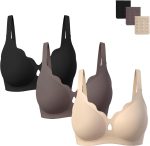 Jelly Bras for Women No Underwire Seamless Push Up Bra Scalloped Full Coverage T Shirt Bra Soft Support Bralette
