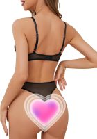 Sexy Floral Embroidered Flower Mesh Underwire Push Up Lingerie Set
