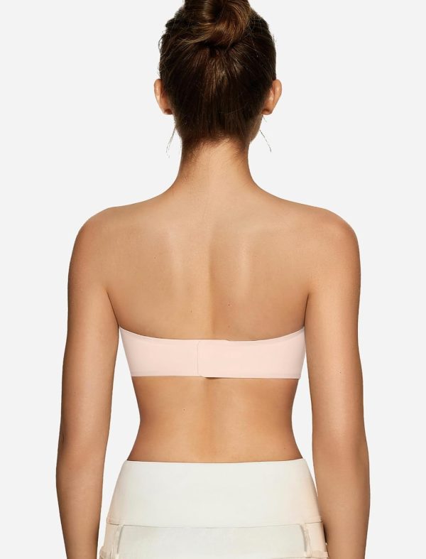 Womens Strapless Bras Jelly Push Up Bandeau Bra Non Slip Wireless Supportive Padded Bras Seamless Comfortable Tube Bra