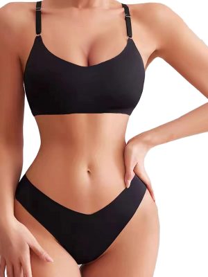 Bra and Panty Sets for Women Seamless Bralettes Lingerie Sexy Sets Comfortable Sports V Neck Bras Panty Thongs Sets