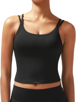 Sports Bras for Women, High Impact Running Strappy Longline Sports Bra Workout Crop Tops with Built in Bras