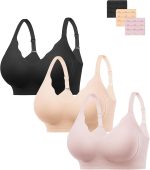 Jelly Bras for Women No Underwire 3PCS Comfort Wireless Push Up Bras Seamless Scalloped Lift Everyday Bralettes
