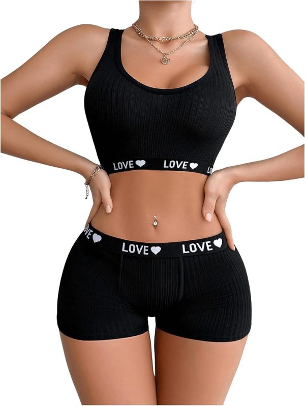Women Lingerie Set Letter Print Bra and Panty Underwear Sets