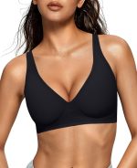 Womens Deep V Bras Wireless Comfortable Bra Supportive No Underwire Bras Tshirt Push Up Bralettes Plunge Seamless Bra
