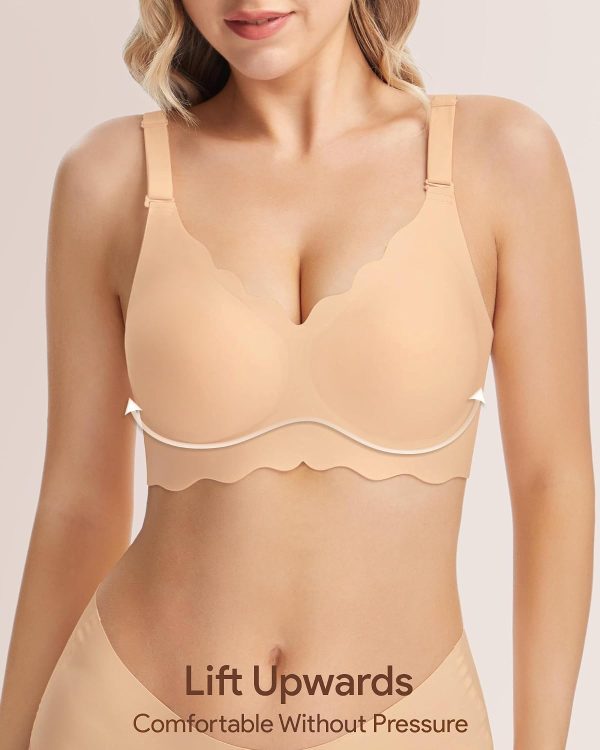 Seamless Bras Women Soft Jelly Push Up Wireless Bra Supportive V Neck No Underwire Comfort Tshirt Bralettes