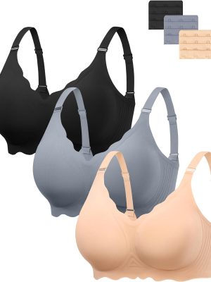 Seamless Bras Women Soft Jelly Push Up Wireless Bra Supportive V Neck No Underwire Comfort Tshirt Bralettes
