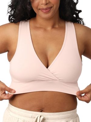 French Terry Nursing Bra for Breastfeeding and Sleep, Racerback Crossover, Soft and Stretchy Maternity Bra