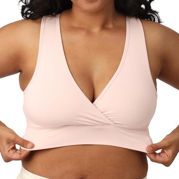 French Terry Nursing Bra for Breastfeeding and Sleep, Racerback Crossover, Soft and Stretchy Maternity Bra
