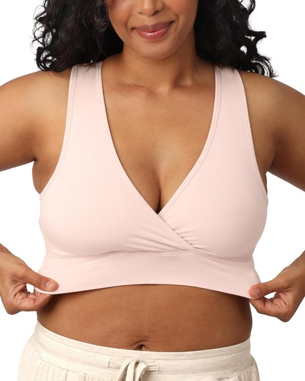French Terry Nursing Bra for Breastfeeding and Sleep, Racerback Crossover, Soft and Stretchy Maternity Bra