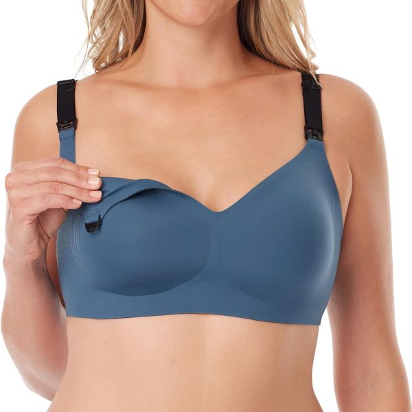 Nursing Bras for Breastfeeding, 3.0 Jelly Strip Lift Support Maternity Bra, Seamless Soft Wirefree Pregnancy Bra