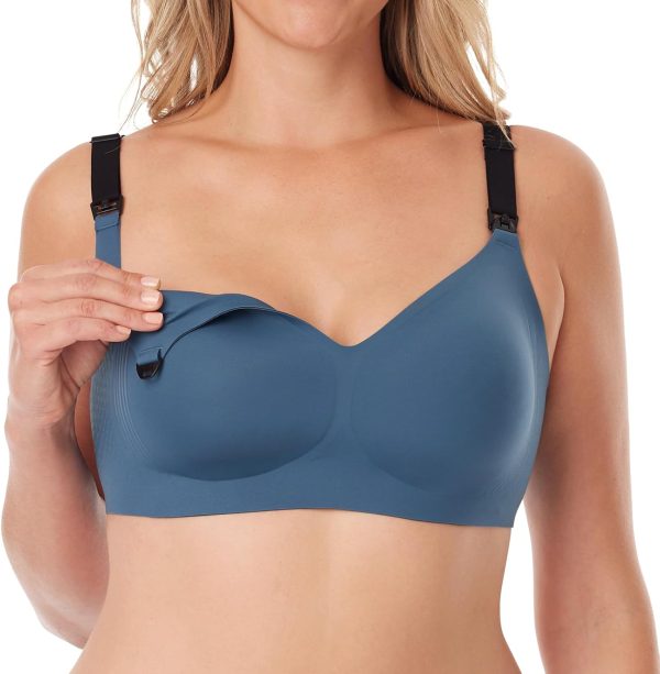 Nursing Bras for Breastfeeding, 3.0 Jelly Strip Lift Support Maternity Bra, Seamless Soft Wirefree Pregnancy Bra