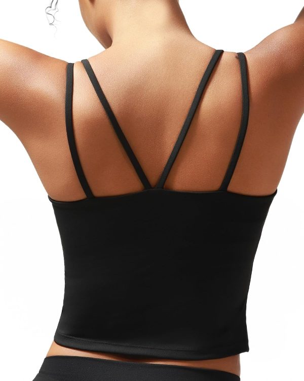 Sports Bras for Women, High Impact Running Strappy Longline Sports Bra Workout Crop Tops with Built in Bras