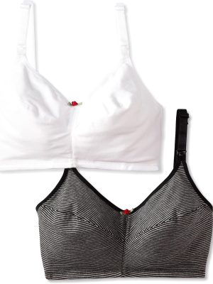 , , Wireless Nursing Bra for Women, Double-Layered Cups, One Hand Nursing Clasps, Adjustable Straps, 34B-44DDD