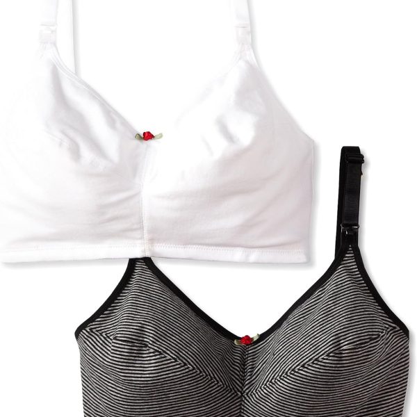 , , Wireless Nursing Bra for Women, Double-Layered Cups, One Hand Nursing Clasps, Adjustable Straps, 34B-44DDD