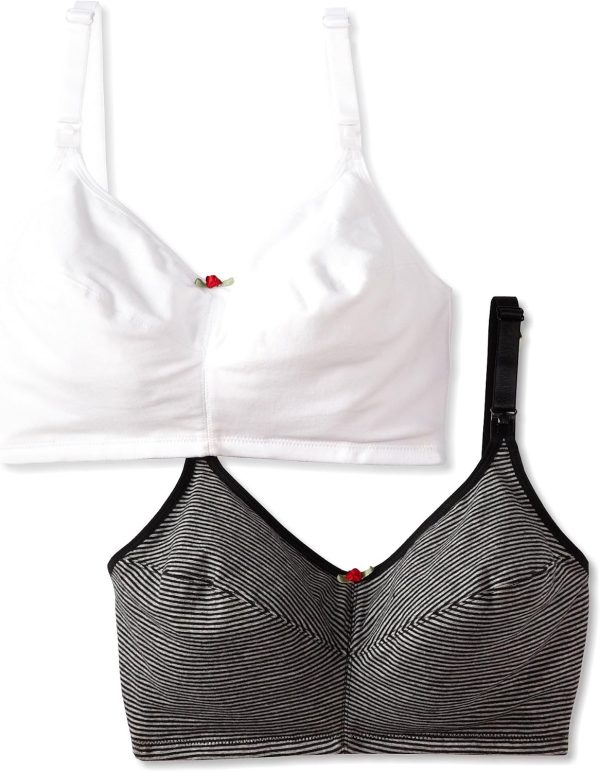 , , Wireless Nursing Bra for Women, Double-Layered Cups, One Hand Nursing Clasps, Adjustable Straps, 34B-44DDD