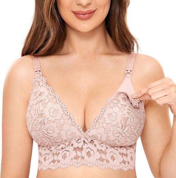 Women's Lace Nursing Bra Wirefree Padded Breastfeeding Maternity Bralette Cute