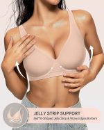 Womens Deep V Bras Wireless Comfortable Bra Supportive No Underwire Bras Tshirt Push Up Bralettes Plunge Seamless Bra